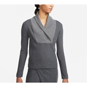 NIKE women’s Yoga Luxe Ribbed Cover Up Sweater gray size M‎